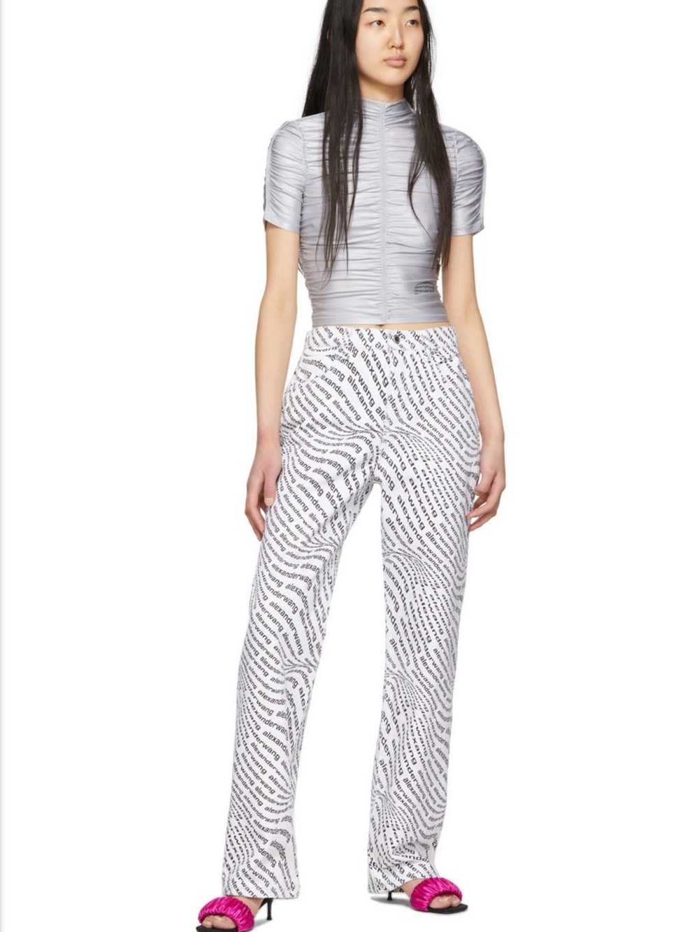 Alexander Wang White Wave Logo Skater Jeans